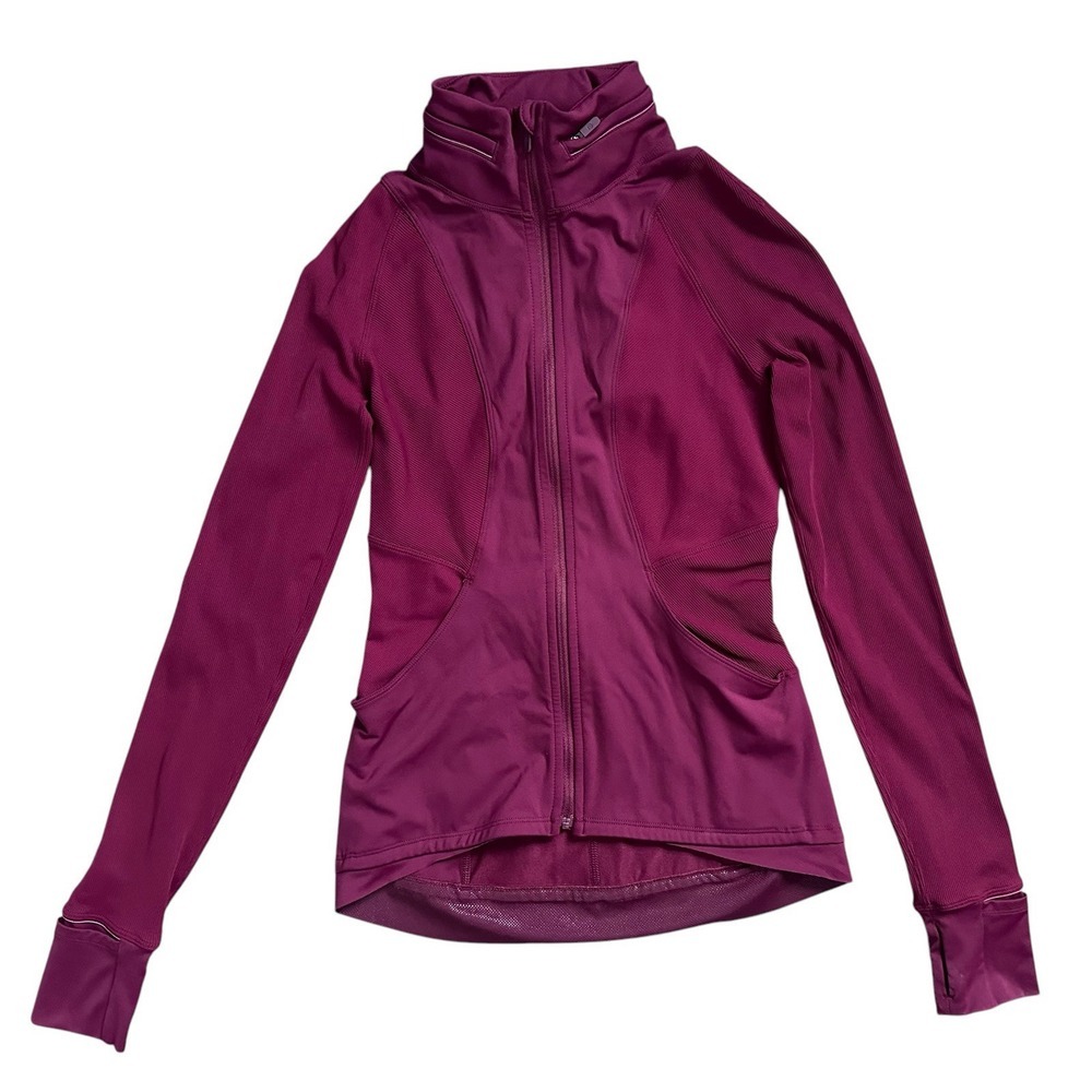Lululemon "Far And Free" Marvel‎ Purple Thumb Holes Yoga Hooded Jacket Size 4